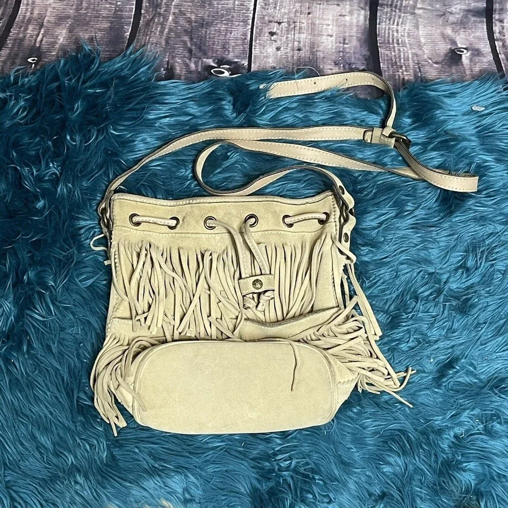 Patricia Nash Crossbody Purse Tan Suede Leather Fringe Bag - Picture 3 of 16